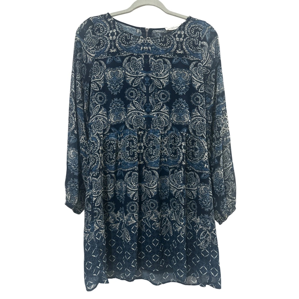 Abercrombie & Fitch Blue Paisley Lace Back Long Sleeve Mini Dress Womens Small